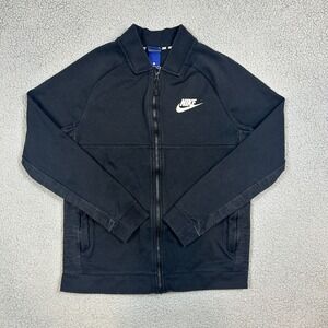 Nike Jacket Mens Small Black Advance 15 Sports Full Zip Swoosh Spell Out Casual
